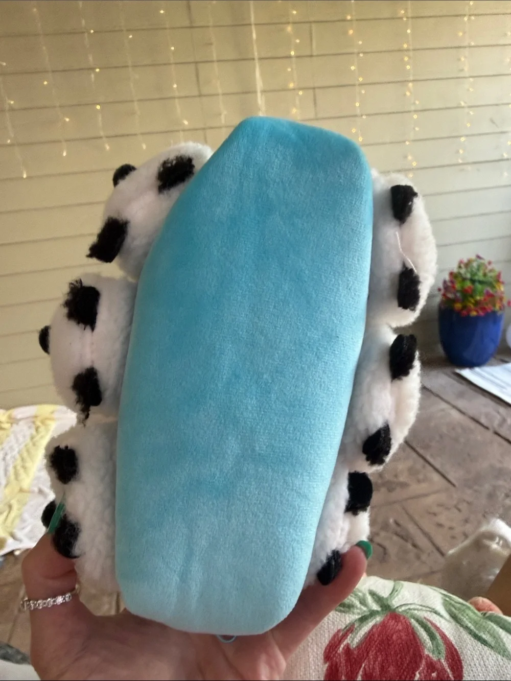 Cute 🥰 Plush Panda Trio Small Pouch - White and Black & blue!